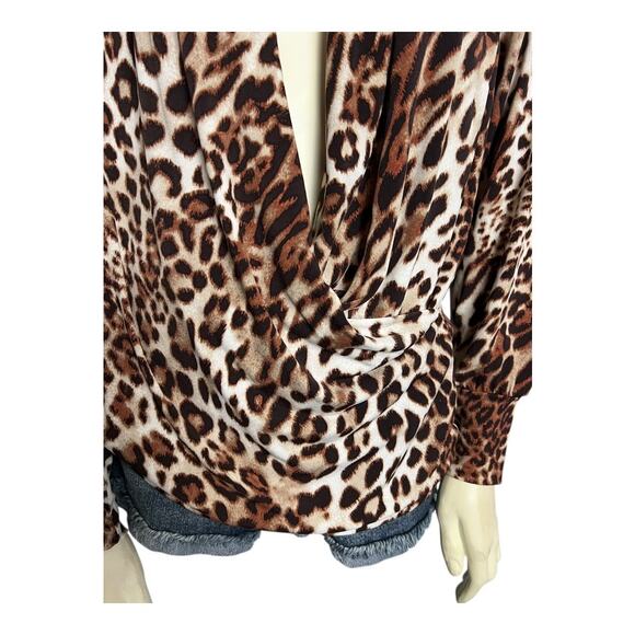 NWT The Limited Blouse Women's S Brown Leopard Print Lux Jersey Draped Work Top - Picture 3 of 10